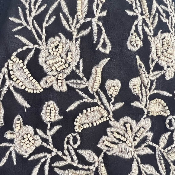 River Island black embroidered smock mini dress festival boho hippy Ibiza sz 8 - Picture 4 of 15